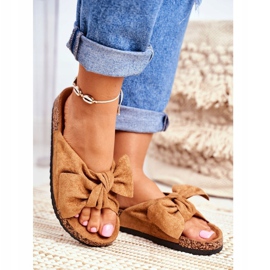 PS1 Kvinnors bruna tofflor med rosett Wendy Cork 1