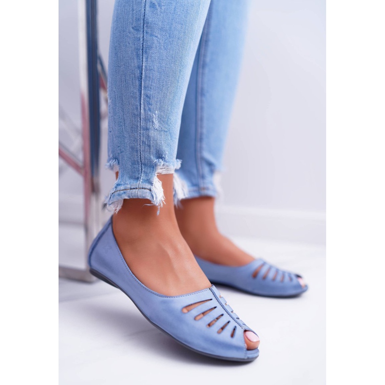Ballerinor för kvinnor Maciejka Läder Ljusblå 03497-33 1