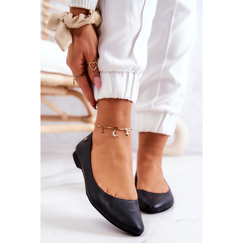 Maciejka Leather Black Ballerinas för kvinnor 04100 svart 2