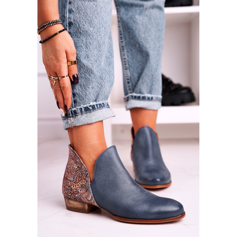 Flatstövlar för kvinnor Maciejka Vårläder Marinblått 04091-27 2