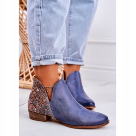 Flatstövlar för kvinnor Maciejka Vårläder Marinblått 04091-27 1