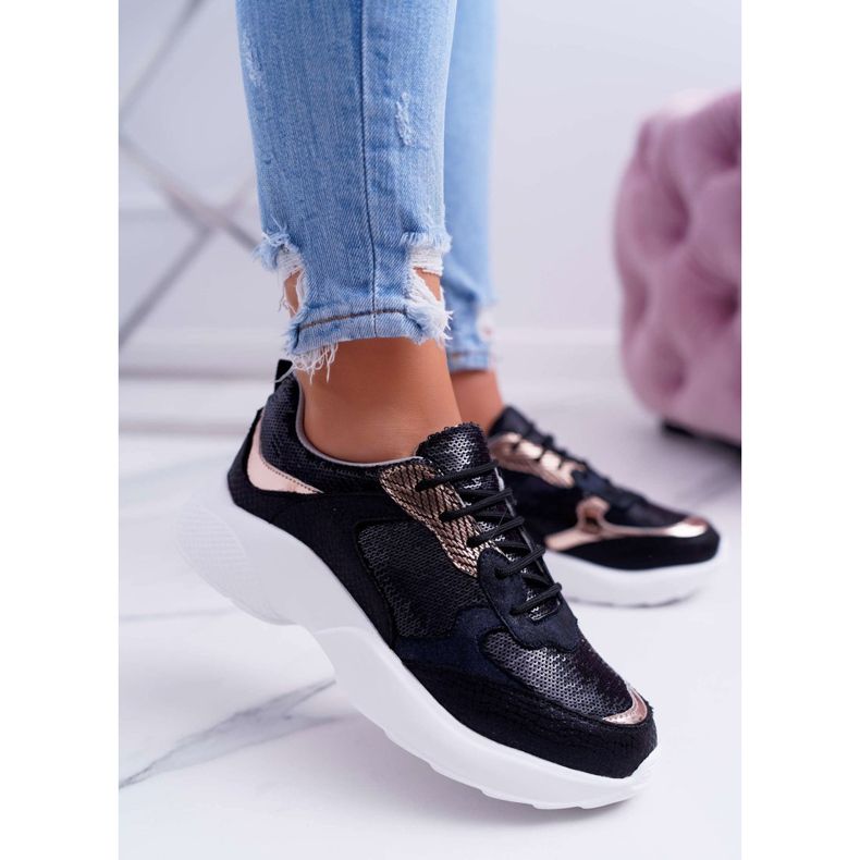 Moow Kvinnors sportskor Svart Rendy gul 2