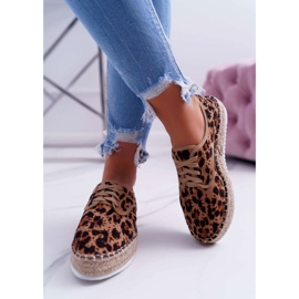 HAN Kvinnors Espadrilles snörning i mocka leopard MyShoes brun 2