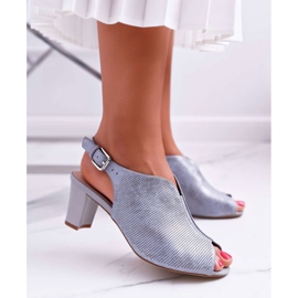 Kvinnors sandaler på högklackad Sergio Leone SK800 grå fanfara 1