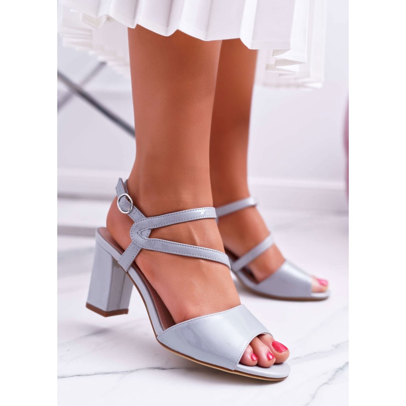 Kvinnors sandaler på högklackad Sergio Leone SK844 lackerade grå tröjor 1