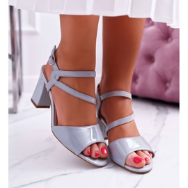 Kvinnors sandaler på högklackad Sergio Leone SK844 lackerade grå tröjor 2