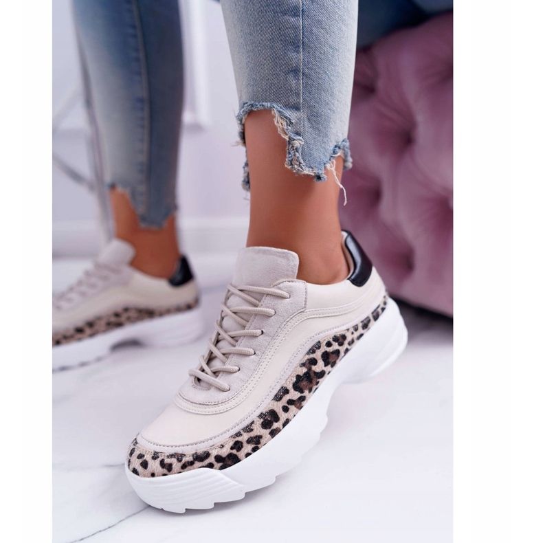 FC1 Kvinnors sportskor Leopard Debora beige brun 1