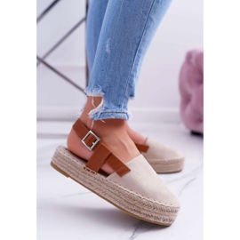 NFR Kvinnors Espadrilles mocka på en Beige Parteno -plattform 1