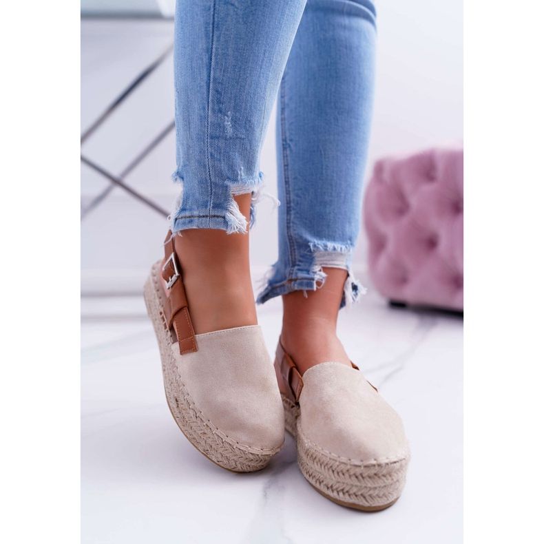 NFR Kvinnors Espadrilles mocka på en Beige Parteno -plattform 2