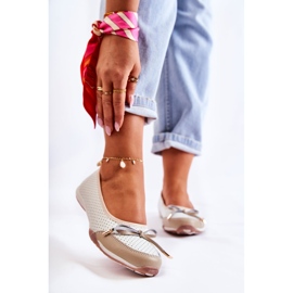 EVE Kvinnors vitt och beige läder Openwork Ballerinas Erdola brun 1