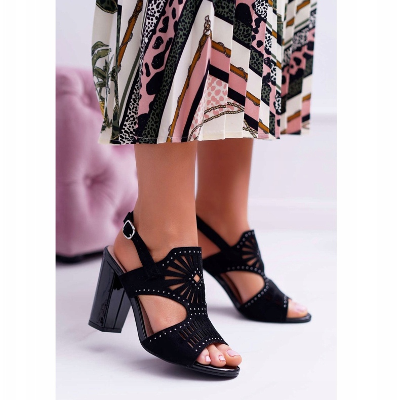 Kvinnors sandaler på högklackat Sergio Leone SK852 mocka svart diven 2