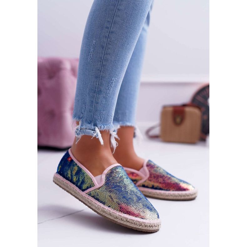 Dam Espadrilles Big Star Iridescent Paljetter DD274A164 marinblå 1