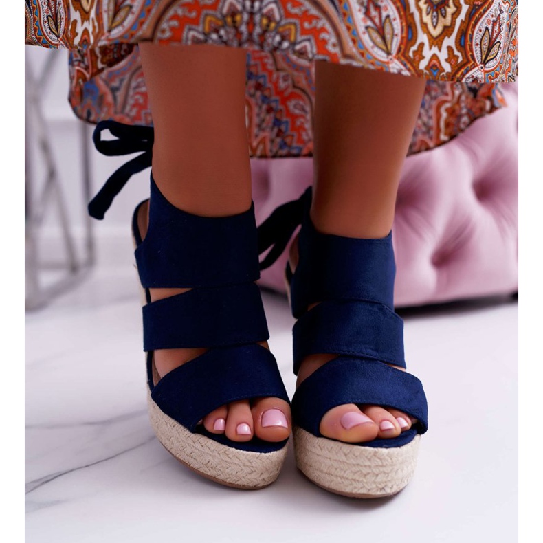 BUGO Kvinnors sandaler på kil Yenga kil marinblå 2