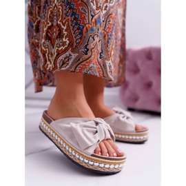 Dam Tofflor Tjock sula med rosetter Beige Milady 1