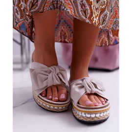 Dam Tofflor Tjock sula med rosetter Beige Milady 2