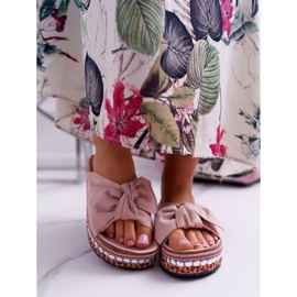 Dam tofflor med tjocka sulor rosetter rosa Milady 2