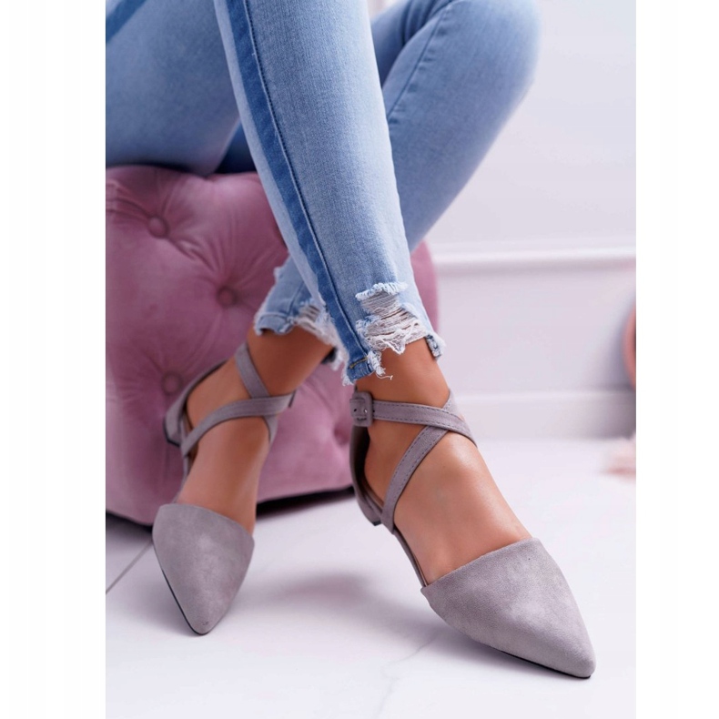 PS1 Grå mockaballinor för kvinnor i Spitz Medena 2