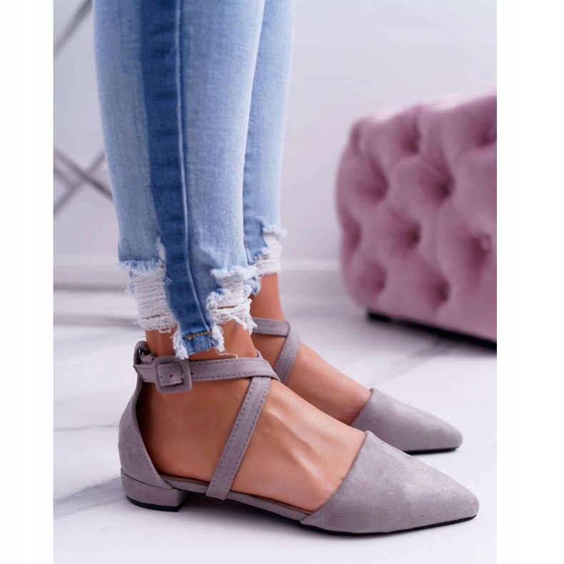 PS1 Grå mockaballinor för kvinnor i Spitz Medena 1