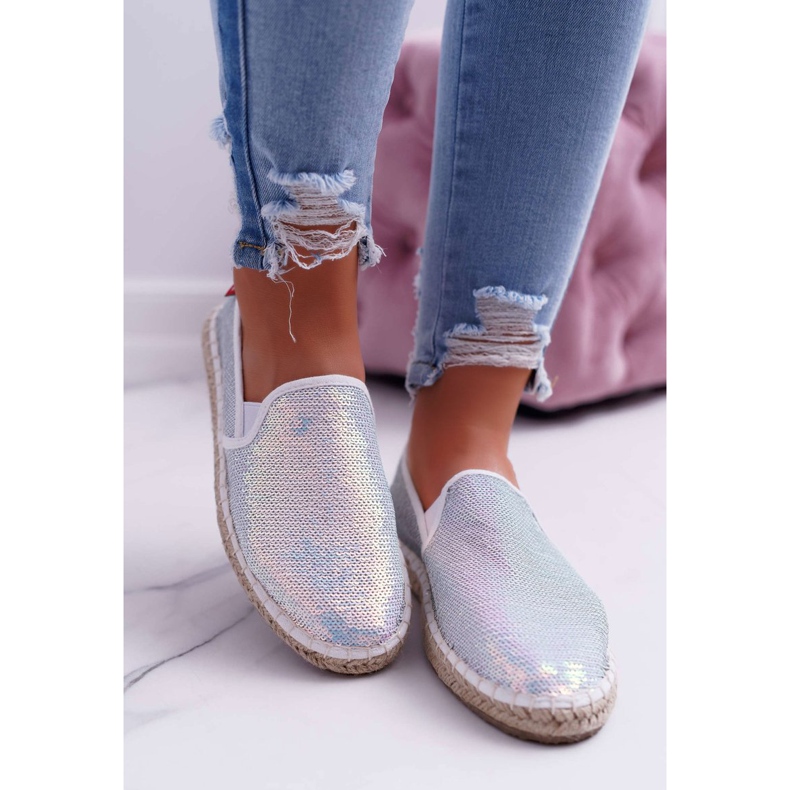 Dam Espadrilles Big Star Iridescent Paljetter Vit DD274A162 1