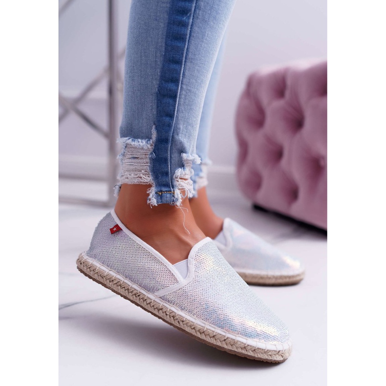 Dam Espadrilles Big Star Iridescent Paljetter Vit DD274A162 2