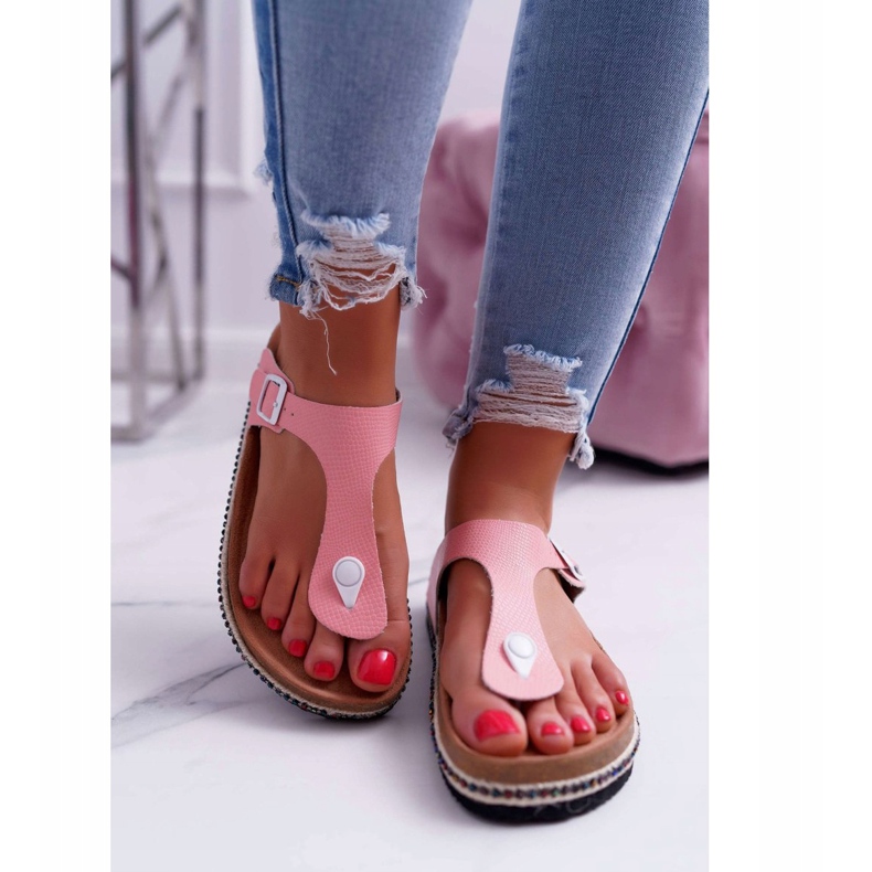 Rosa flip-flops för kvinnor Big Star DD274133 2