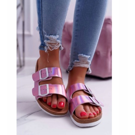 Lila tofflor för kvinnor Big Star DD274136 purpur 2