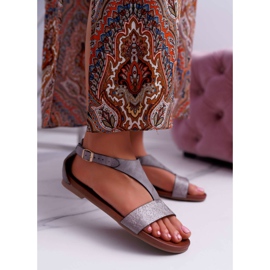 Sandaler för kvinnor Flat Sergio Leone SK020 Grå Magra 1