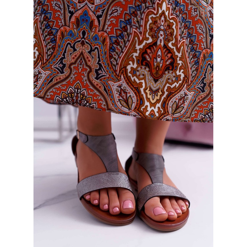 Sandaler för kvinnor Flat Sergio Leone SK020 Grå Magra 2