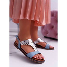 Sandaler för kvinnor Flat Sergio Leone SK011 Blue Lirielle blå 1