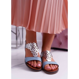 Sandaler för kvinnor Flat Sergio Leone SK011 Blue Lirielle blå 2