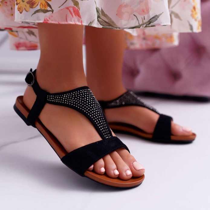 EVE Sandaler för kvinnor Flat Black Sorsano svart 2