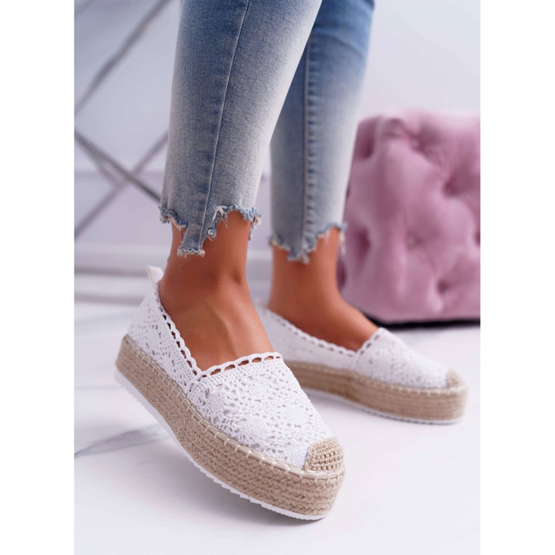BUGO Kvinnors spets Espadrilles White Lovely Haven vit 1