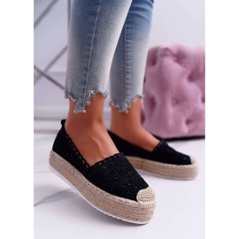 Kvinnors Black Lace Espadrilles Lovely Haven svart 1