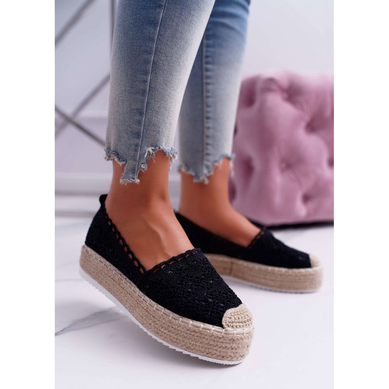 Kvinnors Black Lace Espadrilles Lovely Haven svart 1