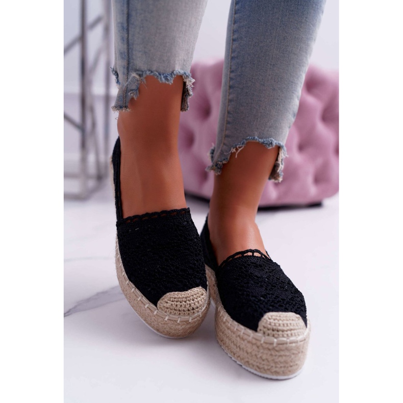 Kvinnors Black Lace Espadrilles Lovely Haven svart 2