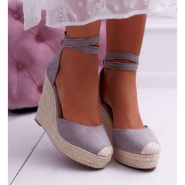 FRBS Kvinnors sandaler på en kil Linne grå Canterola 2