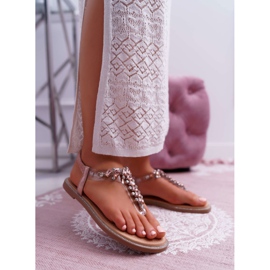 FRERY Kvinnors sandaler Slip-on med zirkoner Champagne Satina rosa 1