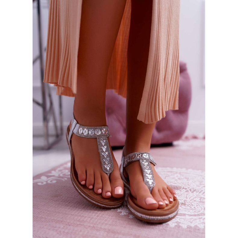 FRBS Kvinnors sandaler Slip-on med zirkoner silver Mabellena grå 2