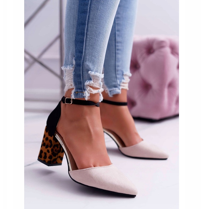 PS1 Dampumpar på en häl Leopard Beige Ferri svart mångfärgad 1