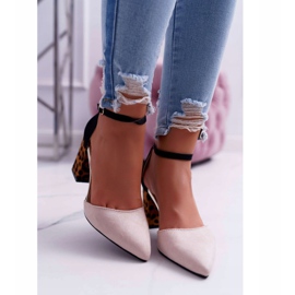 PS1 Dampumpar på en häl Leopard Beige Ferri svart mångfärgad 2