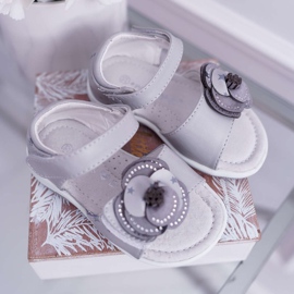 EVE Barnsandaler med kardborreband för flickor grå flamenco 1