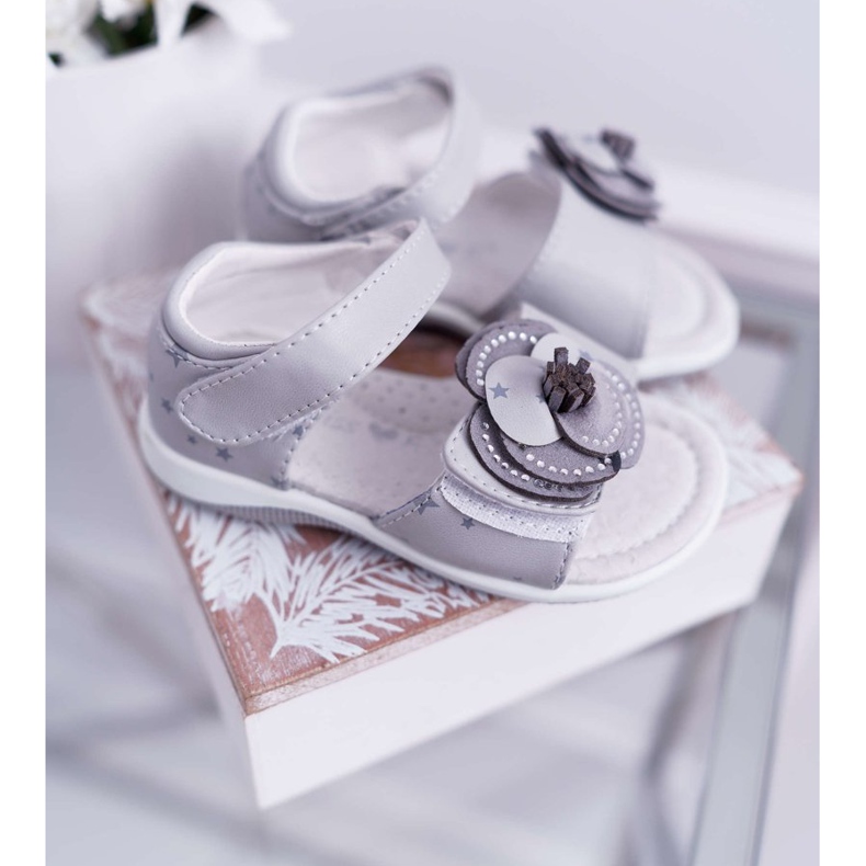 EVE Barnsandaler med kardborreband för flickor grå flamenco 2