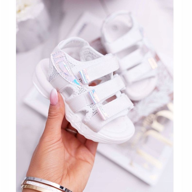 FRROCK Barnsandaler med kardborreband för flickor vit kimmi 1