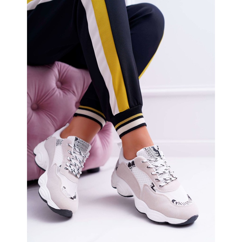 NFR Kvinnors sportskor mocka vit Snake Skin Lollipop grå 1