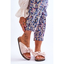 PS1 Beige tofflor för kvinnor med rosett Wendy Cork 1