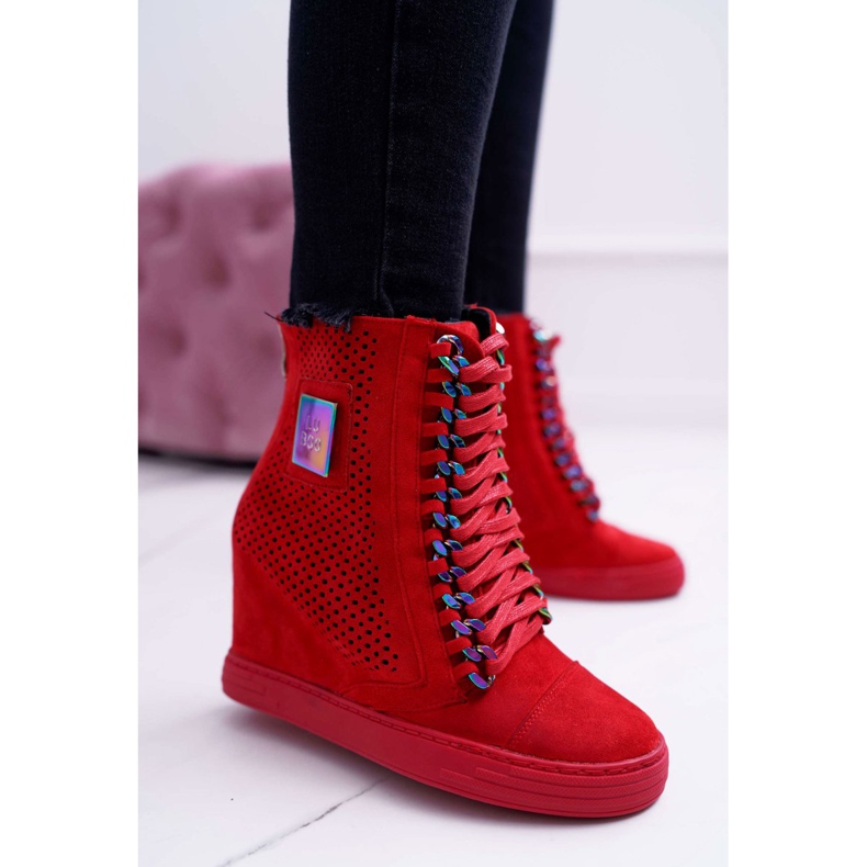 Dam Sneakers Lu Boo Openwork Mocka Röd Clamma 1