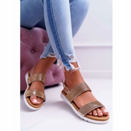 Lu Boo Golden Sandals för kvinnor med Cubic Zirconia Perfect gyllene 1