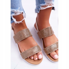 Lu Boo Golden Sandals för kvinnor med Cubic Zirconia Perfect gyllene 2