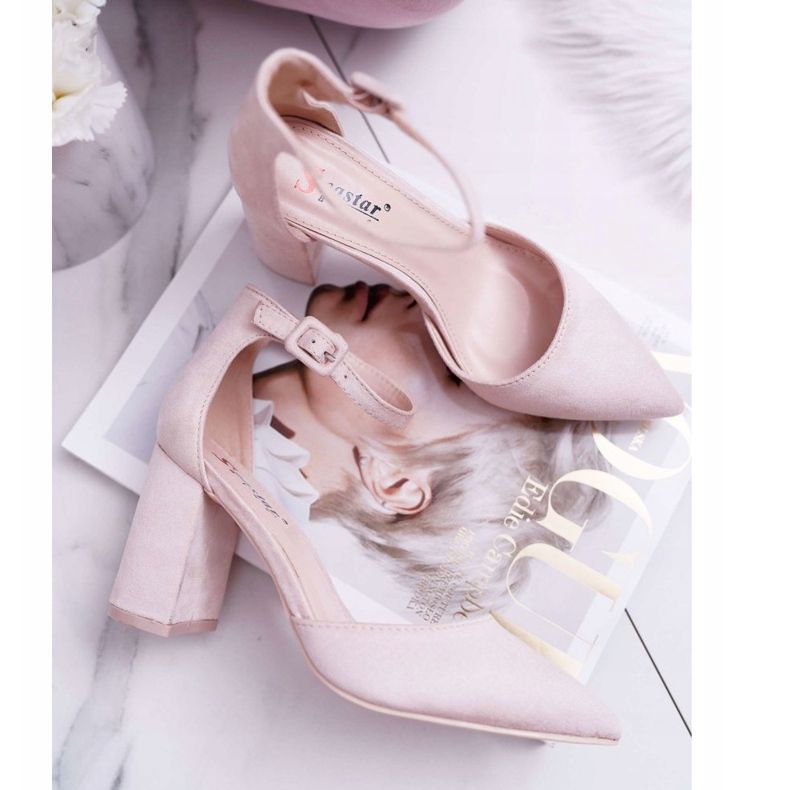 PS1 Dampumps på en klack i mocka Beige Harye mångfärgad rosa 2