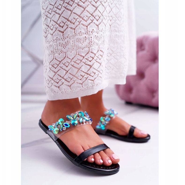 Dam Tofflor Lu Boo Elegant Med Svart Elementary Cubic Zirconia 1